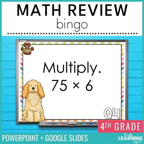 4th Grade Math Review Bingo Game Test Prep Activity