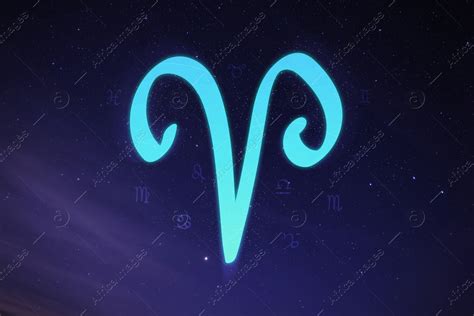 Aries Astrological Sign In Night Sky With Beautiful Sky Stock Photo