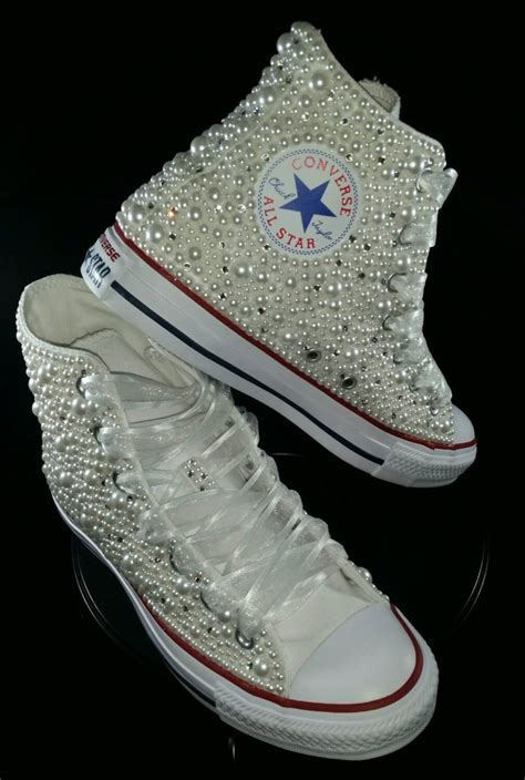 Converse Novia Zapatillas Bling And Perlas Custom Converse Etsy