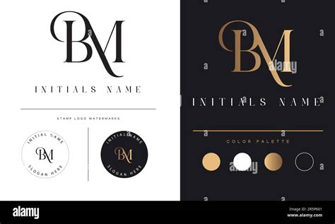 Luxury BM Or MB Initial Monogram Text Letter Logo Design Stock Vector