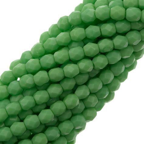 100 Czech Fire Polished 4mm Round Bead Opaque Spring Green 53200 Aura Crystals Llc