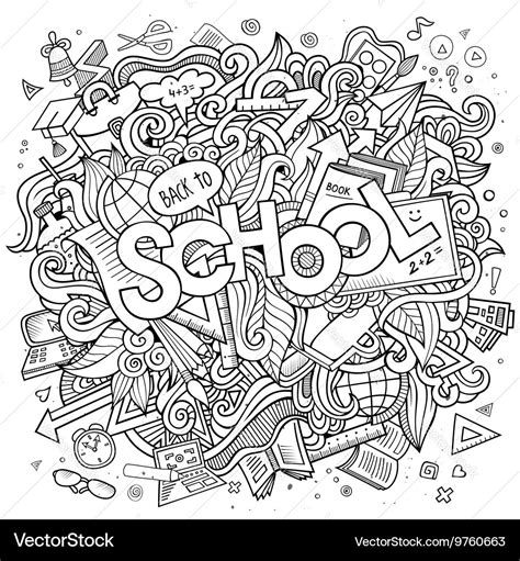 Cartoon cute doodles school Royalty Free Vector Image