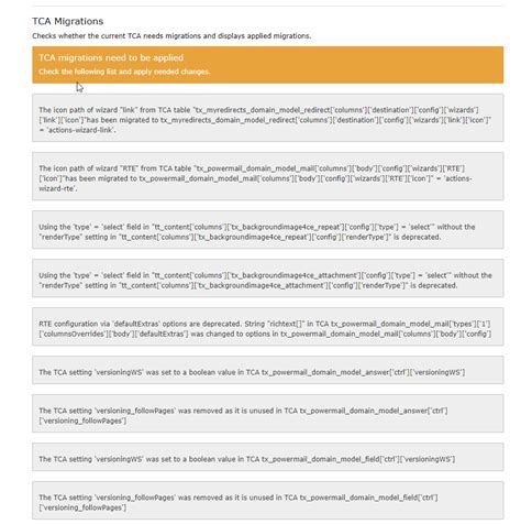 TYPO3 - TCA Migrations - Informational or ToDo? - Stack Overflow