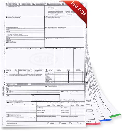 5 X CMR Frachtbriefe Block 280705 Internationaler Frachtbrief