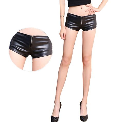 2022 Pu Leather Shorts Pants For Women Hotpants Front Zipper White