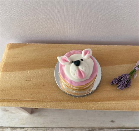 Th Scale Dollhouse Miniature Naked Westie Birthday Cake Etsy