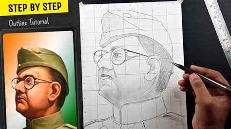 How To Draw Netaji Subhash Chandra Bose Step By Step Outline