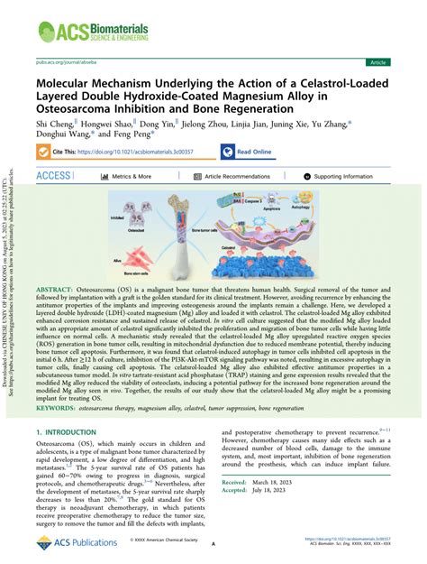 PDF Molecular Mechanism Underlying The Action Of A Celastrol Loaded