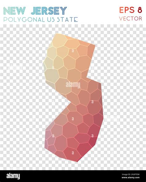 New Jersey Polygonal Map Mosaic Style Us State Astonishing Low Poly