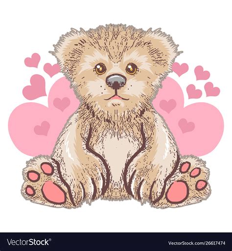 Teddy bear love cute heart artwork Royalty Free Vector Image