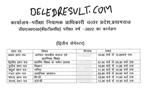 Up Deled 1st 2nd 3rd 4th Semester Exam Date Sheet 2024 DELED