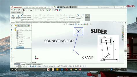 2d Constrained Slider Crank Mechanism Solidworks Using 2d Sketch