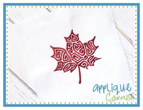 Swirl Maple Leaf Embroidery Design Applique Corner