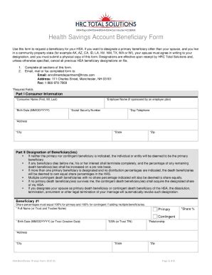 Fillable Online Health Savings Account Beneficiary Form EmpowerFlex