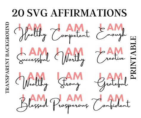 I Am Affirmations Svg Affirmations Svg Scrap Booking Vision Board