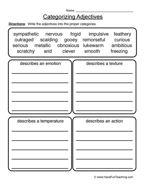 Adjective Worksheets Have Fun Teaching