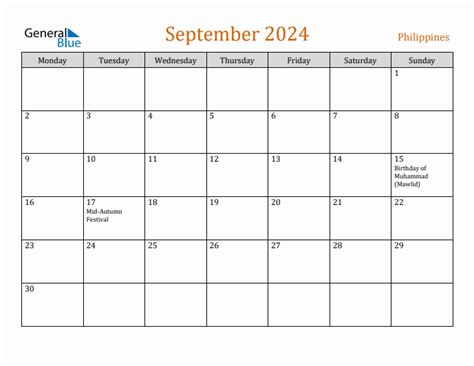 Free September 2024 Philippines Calendar