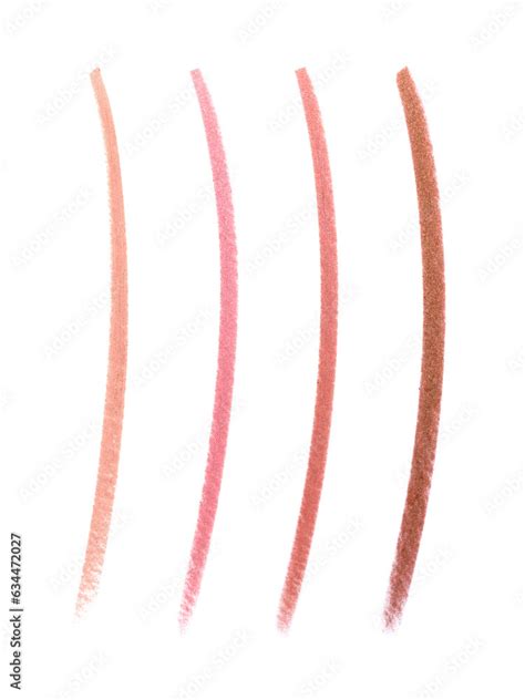 Range Of Nude Shades Lip Pencil Strokes Isolated On White Background