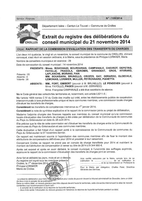 Calam O Crolles Deliberation Rapport De La Commission D