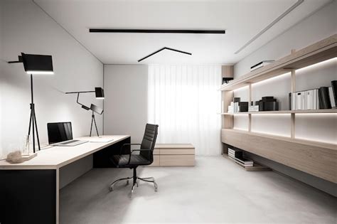 Premium AI Image | Minimalist office with clean lines and a simple ...