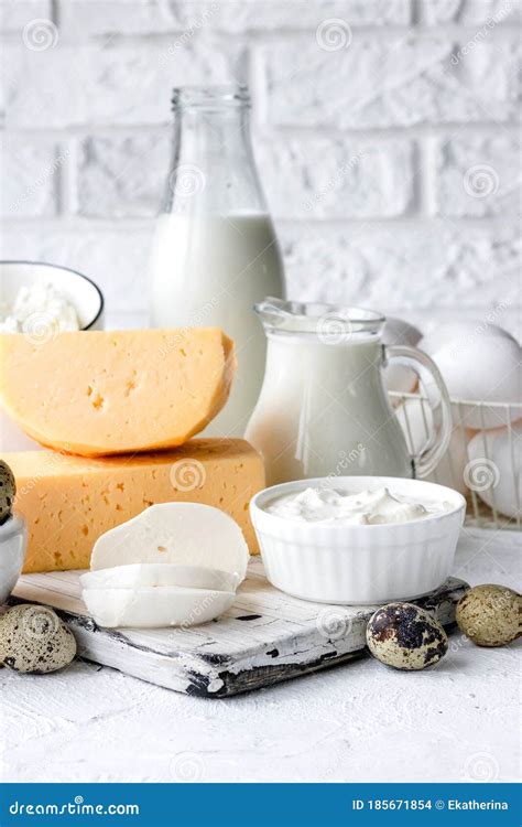 Assorted Dairy Products. Farm Products Stock Photo - Image of dairy ...