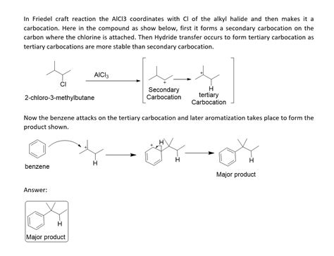 [solved] When Benzene Reacts With 2 Chloro 3 Methylbutane In The Presence Of Course Hero