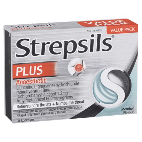 strepsils  anaesthetic lozenges menthol flavour  pack