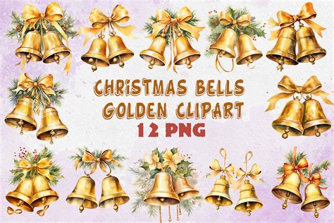 Christmas Bells Golden Clipart Graphic by Nutty Creations · Creative ...