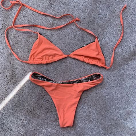 Snake Skin And Orange Reversible Bikini Size Depop