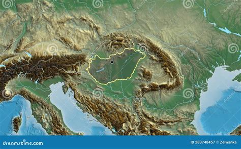 Hungary Border Shape Overlay. Outlined. Relief. Stock Illustration ...