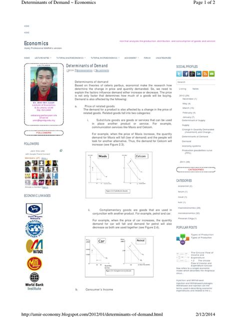 Economics: Determinants of Demand | PDF | Demand | Supply (Economics) 