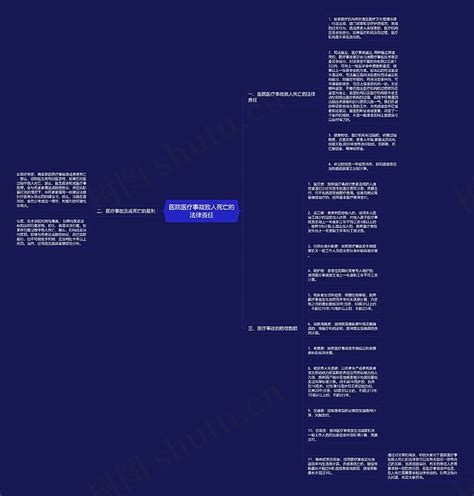 医院医疗事故致人死亡的法律责任思维导图编号p7354519 Treemind树图