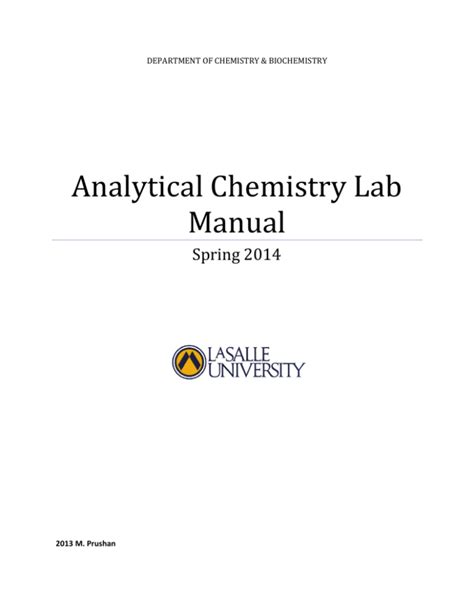 Analytical Chemistry Lab Manual