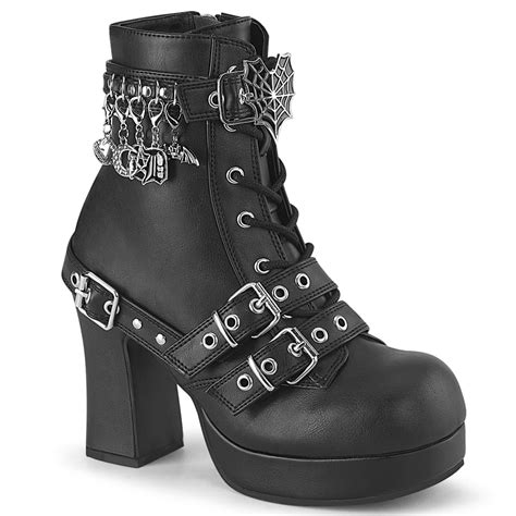 Demonia Gothika 66 Women S 3 3 4 Heel Platform Lace Up Front Mid Calf Boots With Spider Web