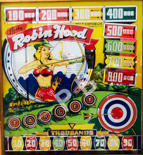 Lady Robin Hood 1948 Gottlieb Backglass Pinball Backglass