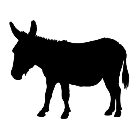 Silueta De Um Burro Em Tela Branca Vetor Premium