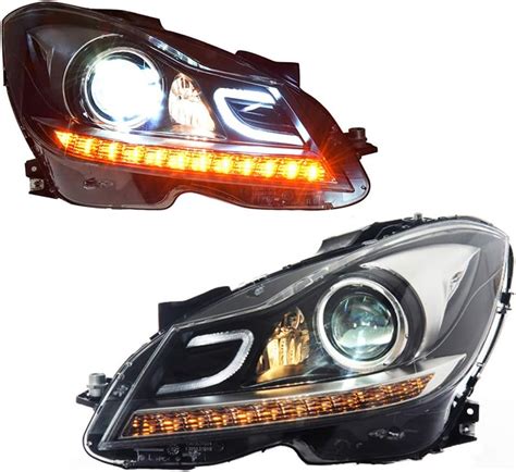 2pcs Headlight Assemblies For Benz W204 2011 2013 Bi Xenon Lens Projector Double Beam Xenon Hid