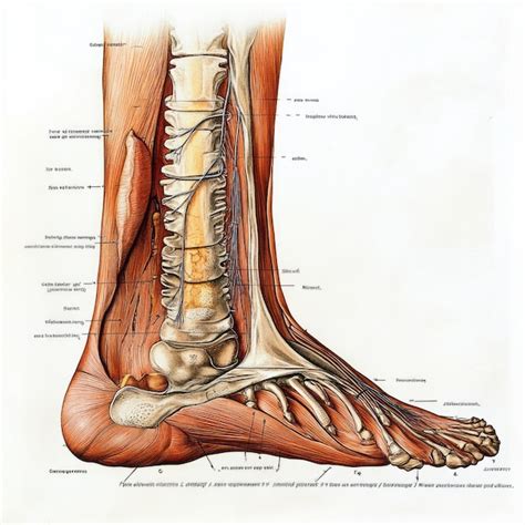 Anatomía del pie humano huesos músculos ligamentos etiquetados diagrama