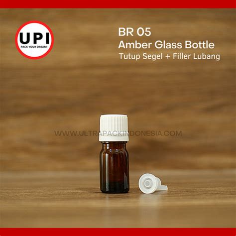 Jual BOTOL KACA AMBER 5ML TUTUP FILLER HITAM PUTIH Putih Kota