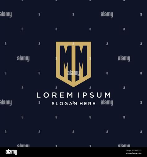 Mm Monogram Initials Logo Design With Shield Icon Template Stock Vector