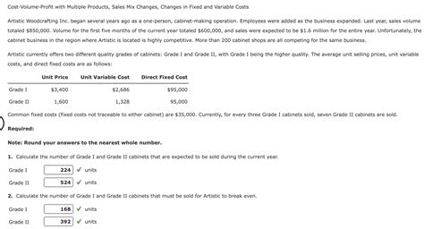 Solved Cost Volume Profit With Multiple Products Sales Mix Chegg