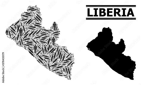 Covid-2019 Treatment mosaic and solid map of Liberia. Vector map of ...