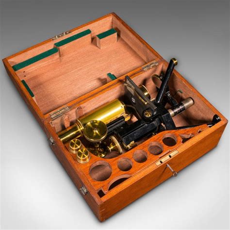 1900s Edwardian Antique Cased Microscope English Scientific