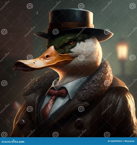 Ai Generated Illustration Of A Mysterious Duck Wearing A Suit And Hat