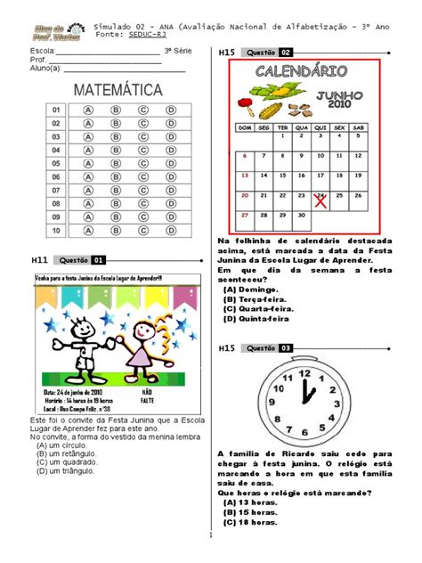 Simulado De Matemática 2 Ano Professor Warles - Simulado 2º Ano - Professor Warles | PDF | Ensino de Matemática | Lazer