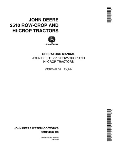 John Deere 2510 Tractor Operator Manual OMR38407