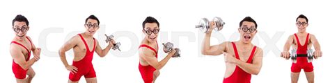 Funny wrestler isolated on white | Stock image | Colourbox