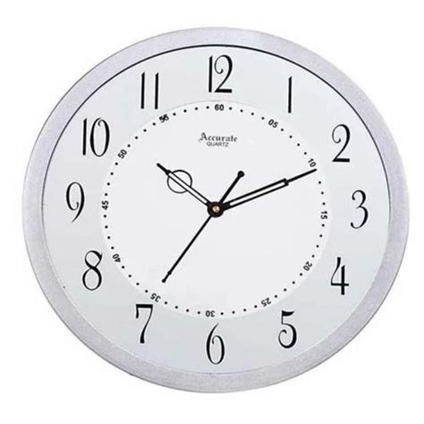 Analog Accurate Quartz White Plastic Round Wall Clock Size Size 285