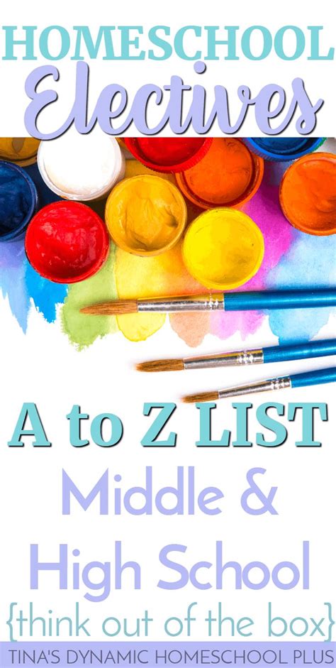 A to Z List: Middle and High School Homeschool Electives | Homeschool electives, Homeschool high ...