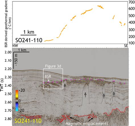 Seismic Line Showing A Convex Upward Bsr And Considerable Lateral